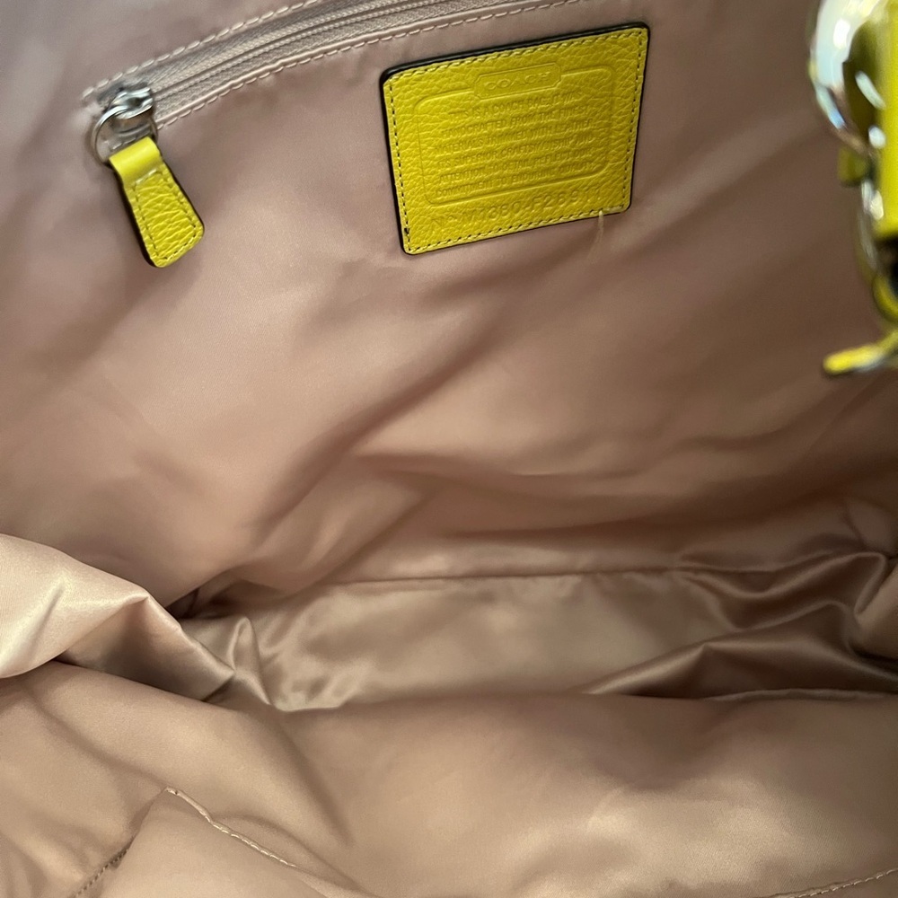 Coach Avery Hobo F28911 Natural & Chartreuse Canvas Leather Shoulder Bag - Picture 9 of 15